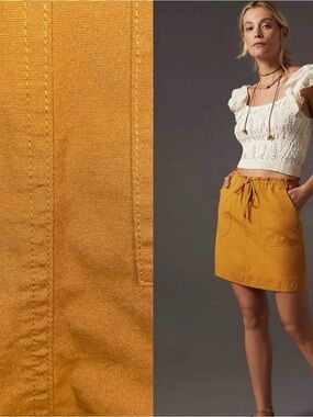 NWT $120 Anthropologie x Tiny Neutral Mavericks Causal Mini Skirt w/ Pockets XXS